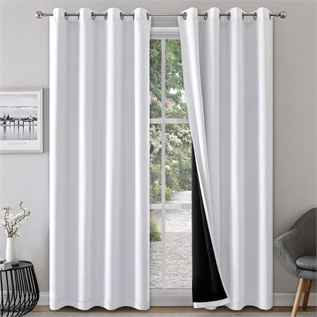 100% Blackout Grommet Top Curtains - White (Set of 2)