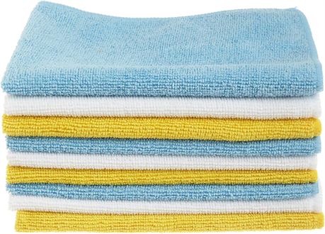 Amazon Basics Microfiber Cleaning Cloths (Blue, White, & Yellow)