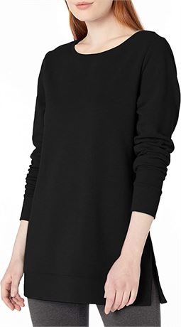 Amazon Essentials Women's Open Neck Fleece Tunic Sweatshirt - Black - XXL