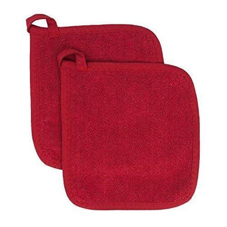 Ritz Royale 100% Cotton Terry Cloth Pot Holder Set, 2-Pack, Red