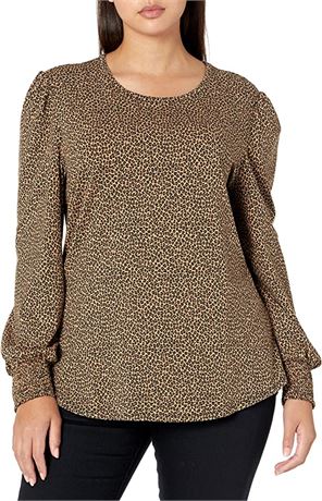 Amazon Essentials Women's Long-Sleeve Shirt, XXL, Cheetah/Leopard Print