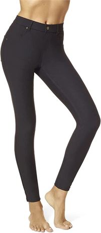 Hue Women's Essential Denim Skimmer Leggings, Black, Large