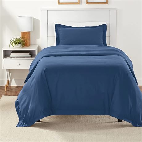 Amazon Basics Light-Weight Microfiber Duvet Cover, Twin, Navy Blue