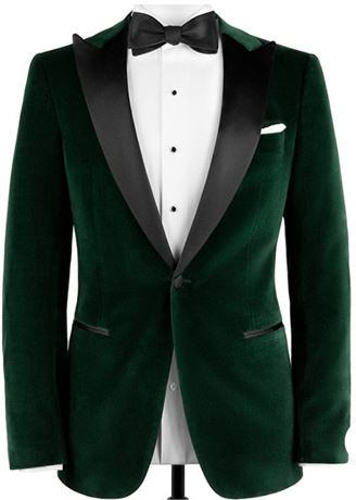 THWEI Mens Velvet Blazer Slim-Fit Fashion Solid Suit Jacket, Large