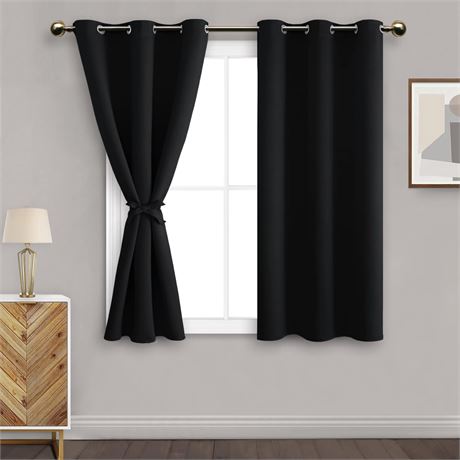 Black Blackout Curtains - Grommet Top - Set of 2 (42" x 45")