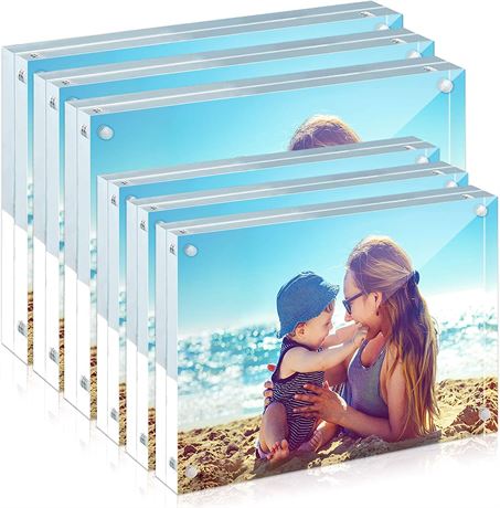 6 Pack Acrylic Frameless Clear Double Sided Magnetic Frame - Missing 1 Frame