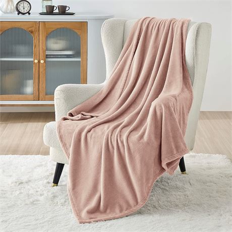 Bedsure Fleece Blanket Twin Blanket - Dusty Pink