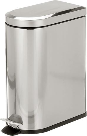 mDesign Small 2.6 Gallon Stainless Steel Metal Step Trash Can