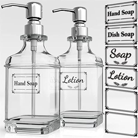 GLADPURE Soap Dispenser - 2 Pack, Clear/Silver