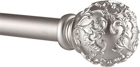 Exclusive Home Curtains, Vine, 1-Inch Curtain Rod, Matte Silver