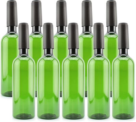 Cornucopia Brands Plastic Wine Bottles (10-Pack, Green)