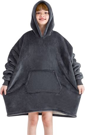 Touchat Wearable Hoodie Blanket (Grey) - One Size Fits All