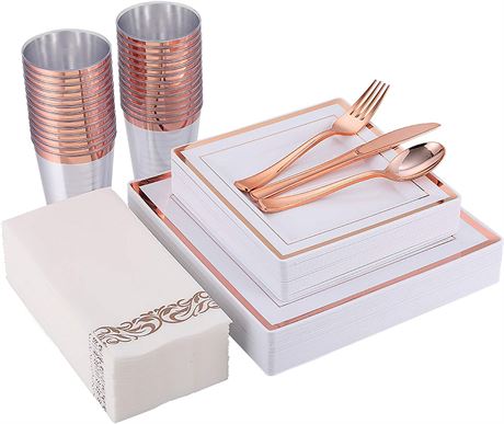 175 Piece Rose Gold Dinnerware Set 25 Guest-50