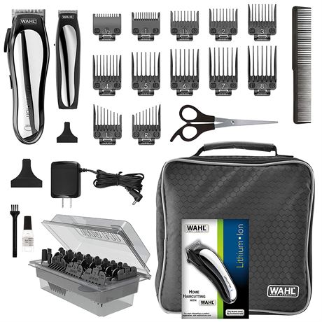 WAHL Lithium Pro Cordless Haircut & Touch Up Kit With Case, 23 Pieces