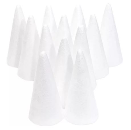 Bright Creations 12 Pack White Foam Cones for Crafts