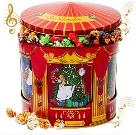 BONNIE AND POP - Christmas Popcorn Gift Tin, Plays Music, Tin Only