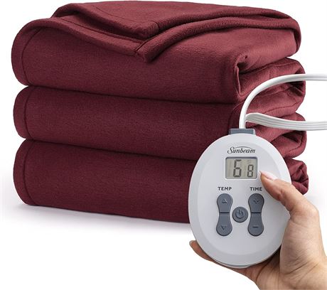 Sunbeam Royal Ultra Cabernet Heated Blanket - Twin