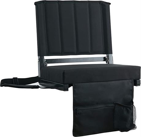 Sport Beats Stadium Seat with Shoulder Strap/Cup Holder, Black