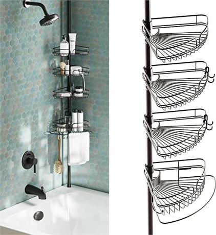 Zenna Home Rust-Resistant Corner Shower Caddy, 4-Tiers, Satin Nickel