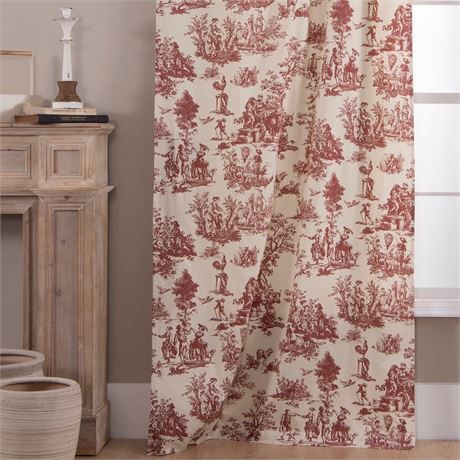 XTMYI Red Short Curtains for Kitchen Window Decor, Floral Farmhouse