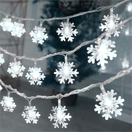 Snowflake String LED Lights 20ft (2-Oack)