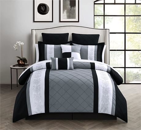 Chic Home Livingston 8-piece Bed Set, Black, King