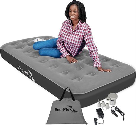 EnerPlex Never-Leak Camping Series Queen Camping Airbed with High Speed Pump