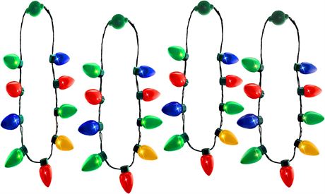 Windy City Novelties 4-Pack LED Light Up Christmas Bulb Necklaces