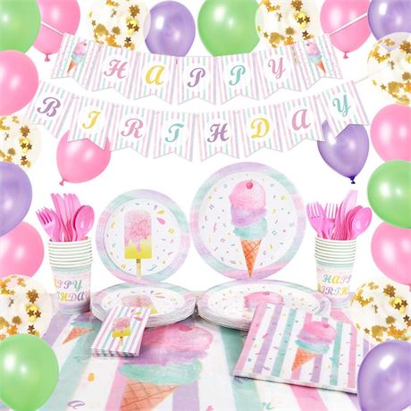 WERNNSAI Ice Cream Party Supplies Set