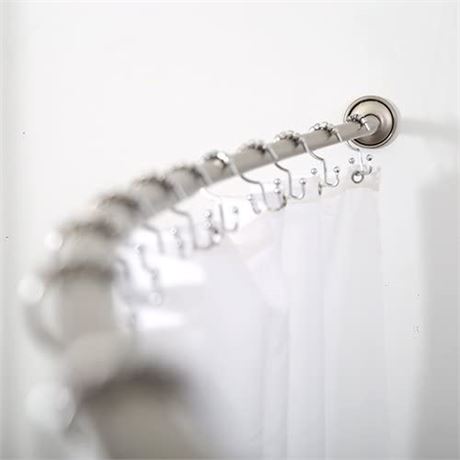 BINO Adjustable Curved Shower Curtain Rod, Brushed Nickel, 48" to 72"