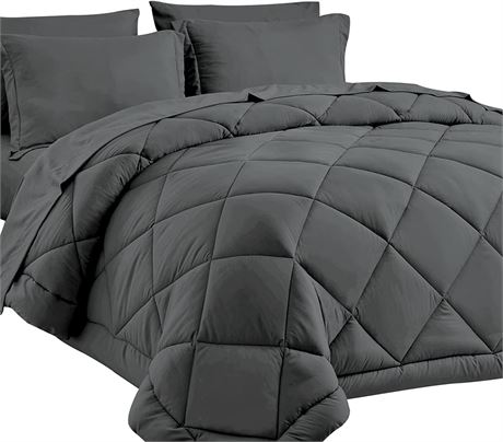 CozyLux Queen Bed in a Bag 7-Pieces Comforter Sets