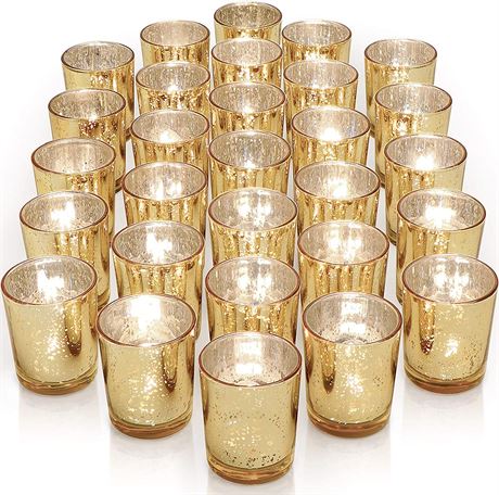 LETINE Gold Votive Candle Holders Set of 36