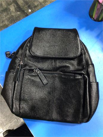 Generic Black Leather Backpack Purse