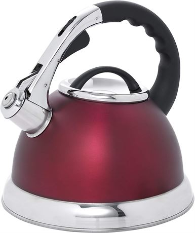 Creative Home Camille 3.0 Qt Stainless Steel Opaque Cranberry Whistling Kettle