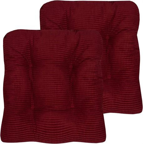 Therapedic Memory Foam Chair Pad Seat Cushion Burgundy, Set of 2