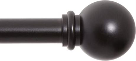 Kenney Chelsea Ball End Window Curtain Rod, 48-86-Inch, Black Finish