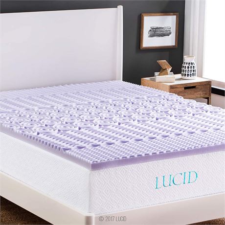 Lucid 2 Inch Memory Foam Mattress Topper, Twin