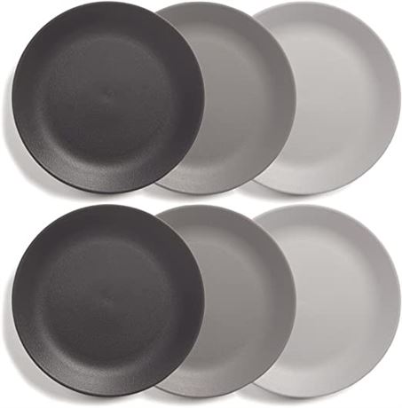 US Acrylic Everest Plastic 10-inch Dinner Plates in Grey Stone , Set of 6