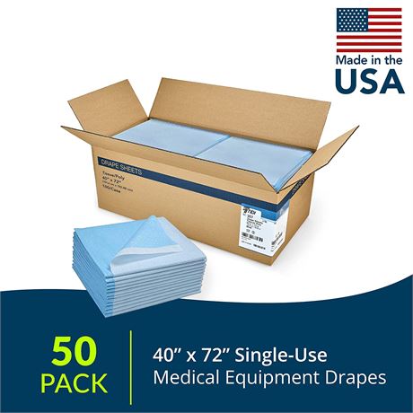 Avalon Papers Single-Use Medical Equipment Drape, Blue, 40" x 72" (Pack of 50)