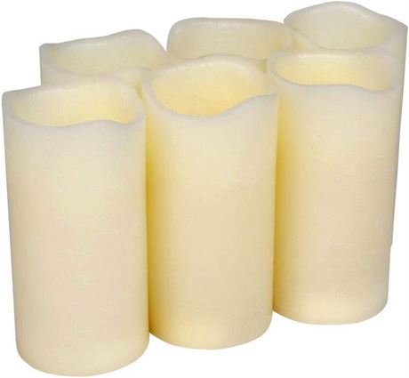 H-BLOSSOM Flickering Flameless Real Wax Pillar Candles, Pack of 6