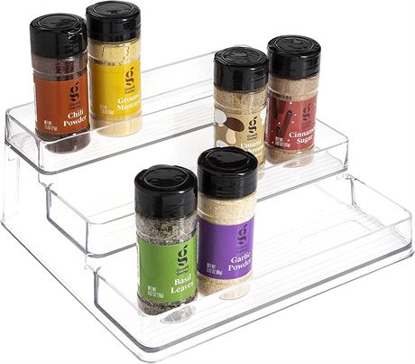 SIMPLEMADE Clear Spice Rack - Three-Tiered Shelf Storage and Spice Organizer