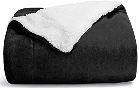 CozyLux Sherpa Fleece Blanket, 60x80, Twin, Ash Black