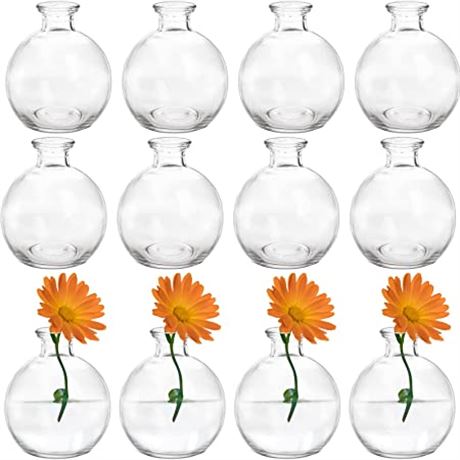 SOUJOY Set of 12 Small Glass Ball Bud Vases