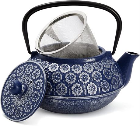 Blue Cast Iron Chinese Teapot