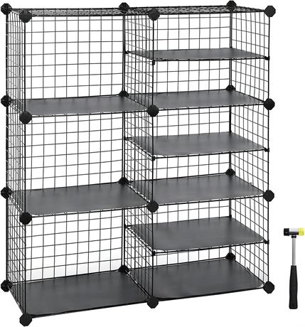 SONGMICS Cube Storage 16 Pair Shoe Rack - Grey