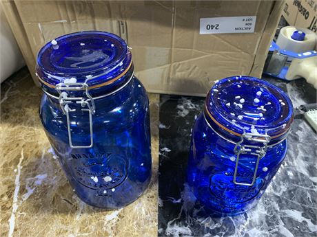 Blue Airtight Mason Jar Set of 2