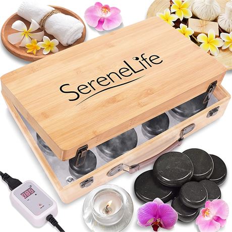 SereneLife Massage Stone Heater Box Set - Electric Portable Spa