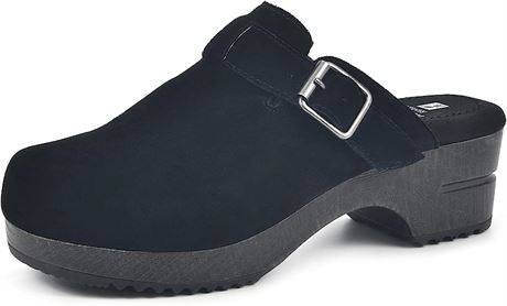 WHITE MOUNTAIN Shoes Behold Leather Clog - 8M - Black Suede (Preowned)