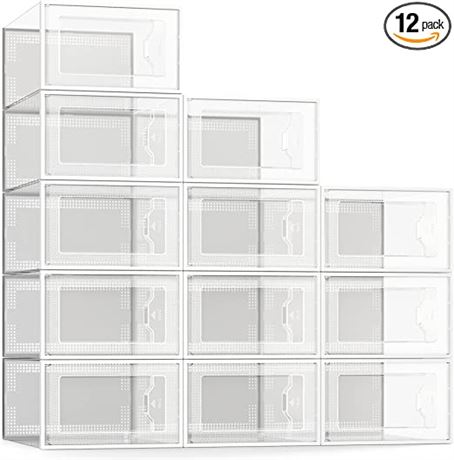 See Spring 12-Pack Stackable Shoe Box, Clear