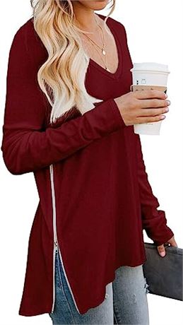 PrinStory Women's Fall Casual V-Neck Soft Raglan Long Sleeves Sweatshirts